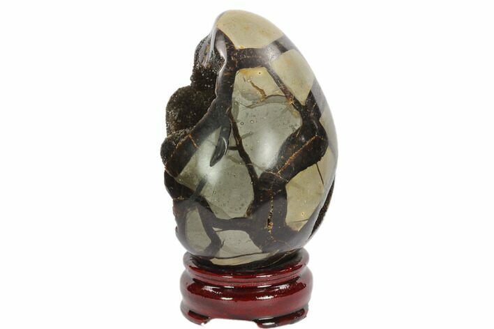 Septarian Dragon Egg Geode - Black Crystals #123041
